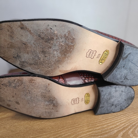 (0000) Stacy Adams Men's Classic Oxford Snake Skin Dress Shoes, Sz 10.5  Brown - Picture 14 of 16